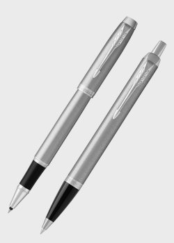 Набор из шариковой ручки и ручки-роллера Parker IM 17 Stainless Steel CT RB+BP, фото